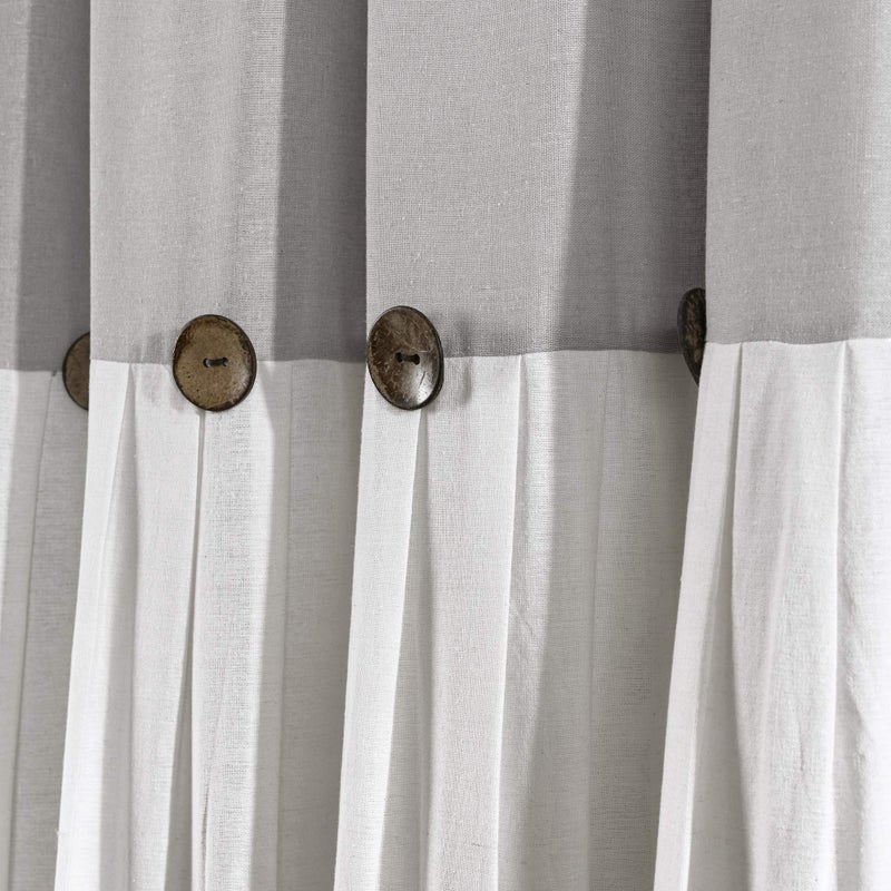 Lush Decor Linen Button Shower Curtain, 72" W x 72" L, Gray & Off White - Gray Shower Curtain Fabric - Bathroom Curtain - Farmhouse Bathroom Decor - Image 4